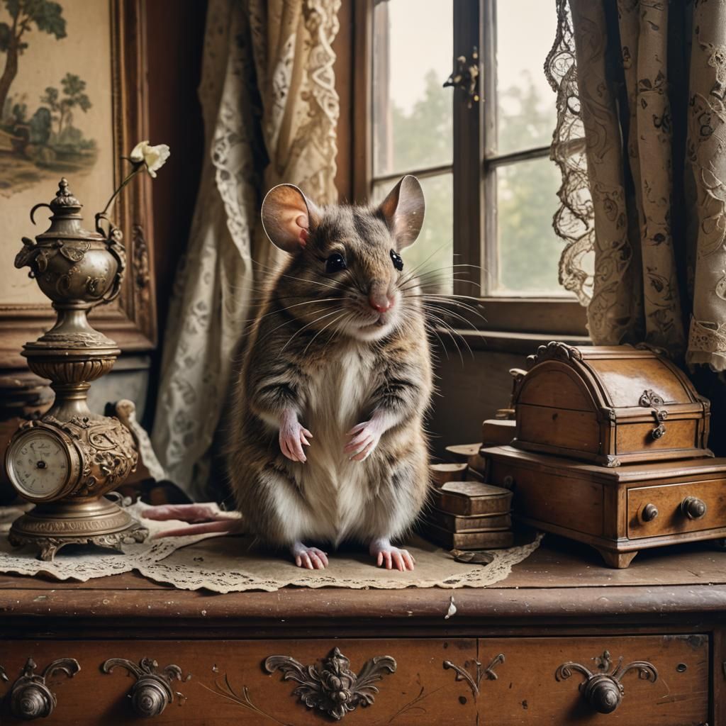 Mouse in Victorian Living Room