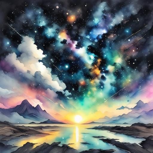 Watercolor Galaxy Brushstroke in Vibrant Blue