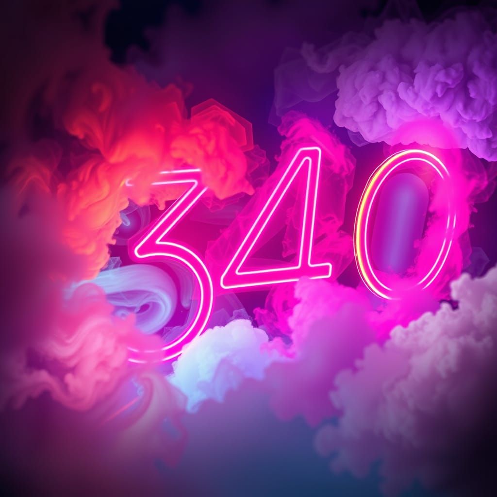 Neon Number Art in a Futuristic Style