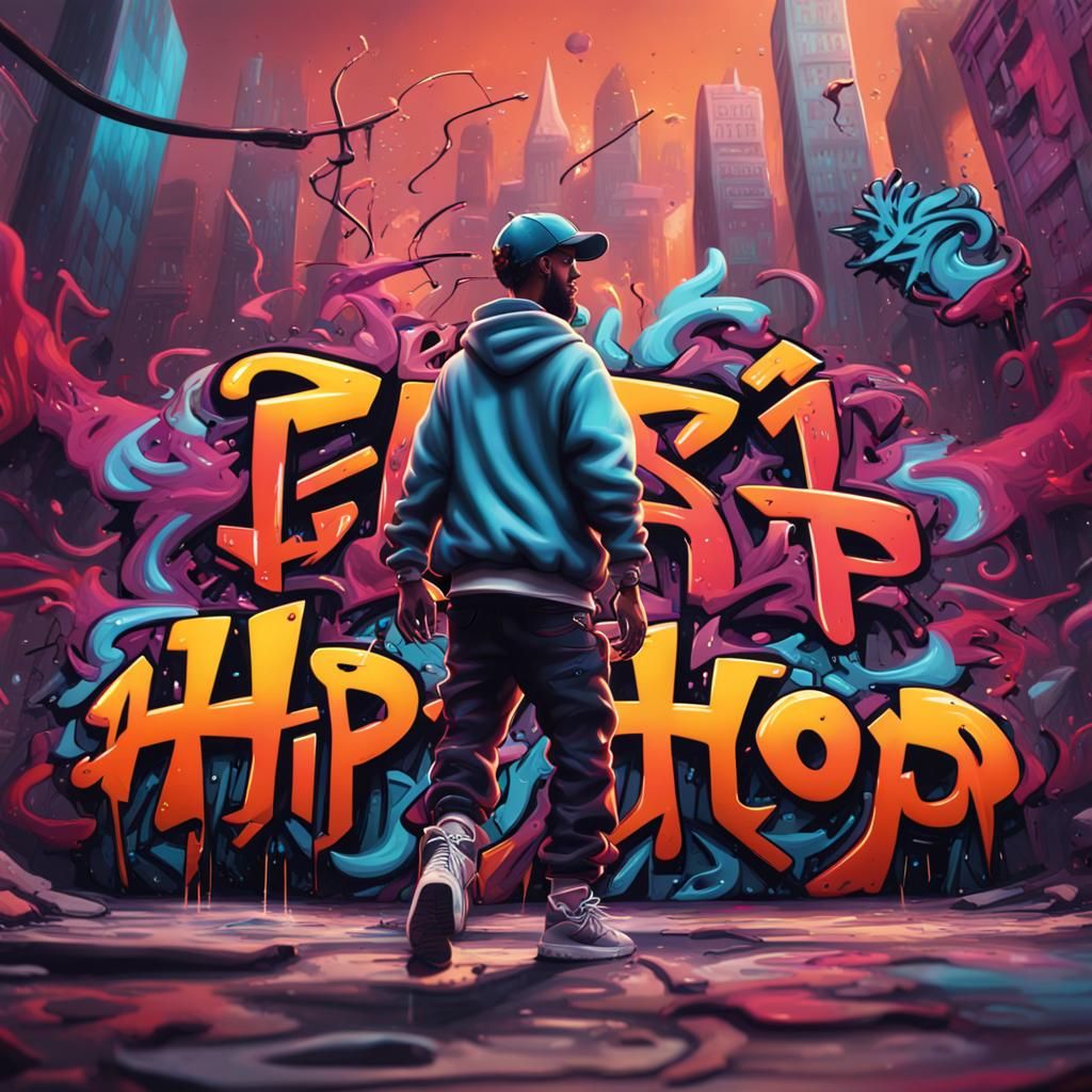 Hip Hop Graffiti Banner in Detailed Matte Style