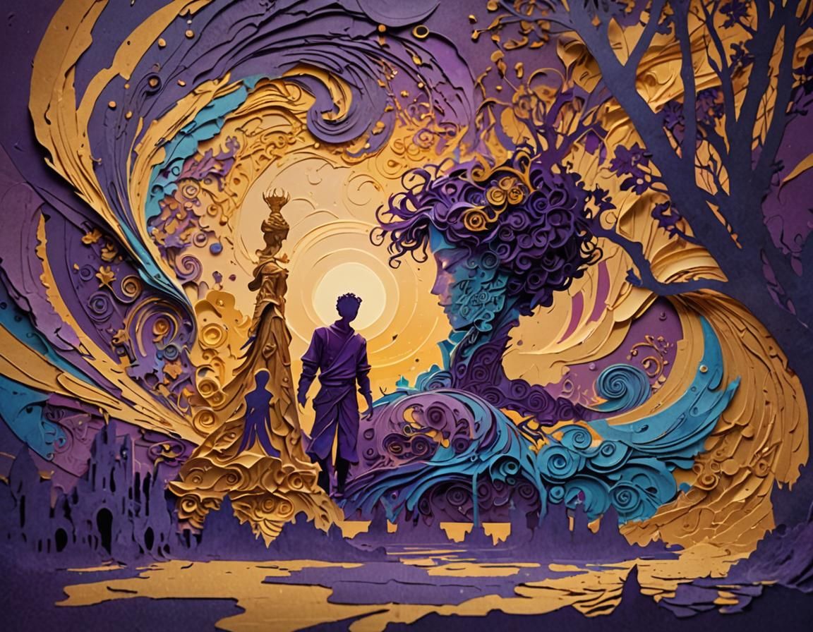 Mystical Torn Paper Separates Male and Female Figures