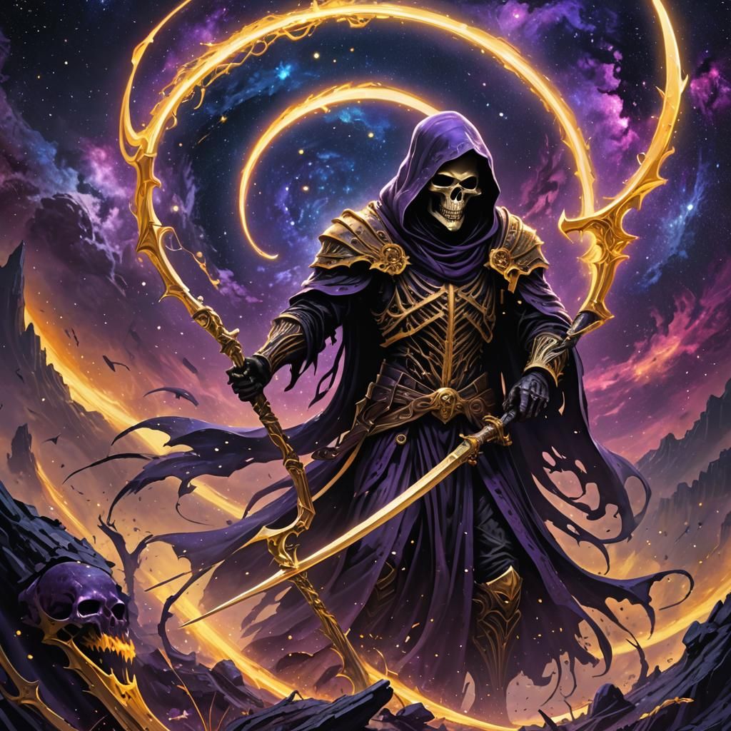 Cosmic Grim Reaper Concept Art in Dark Fantasy Style