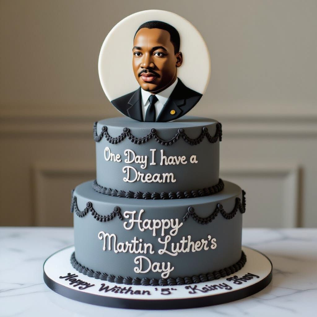 Martin Luther King Jr. Cake Design with Dream Inscription