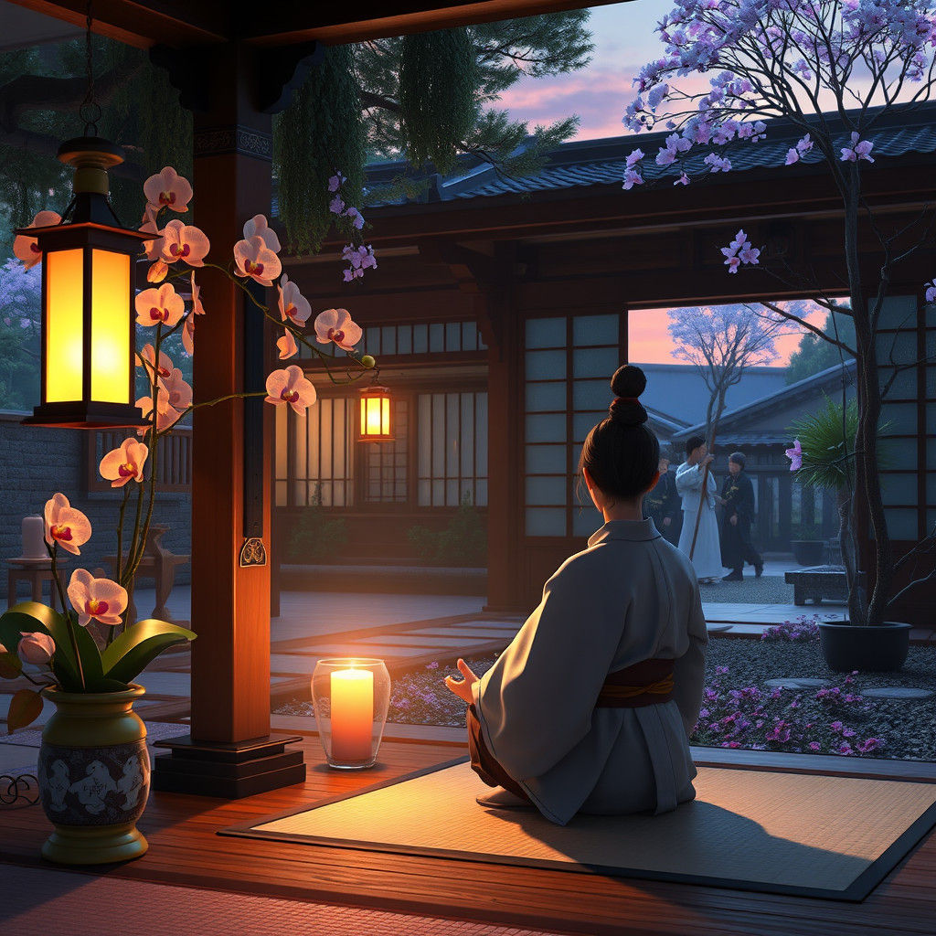 Twilight Dojo Meditation: 3D Anime Samurai Training