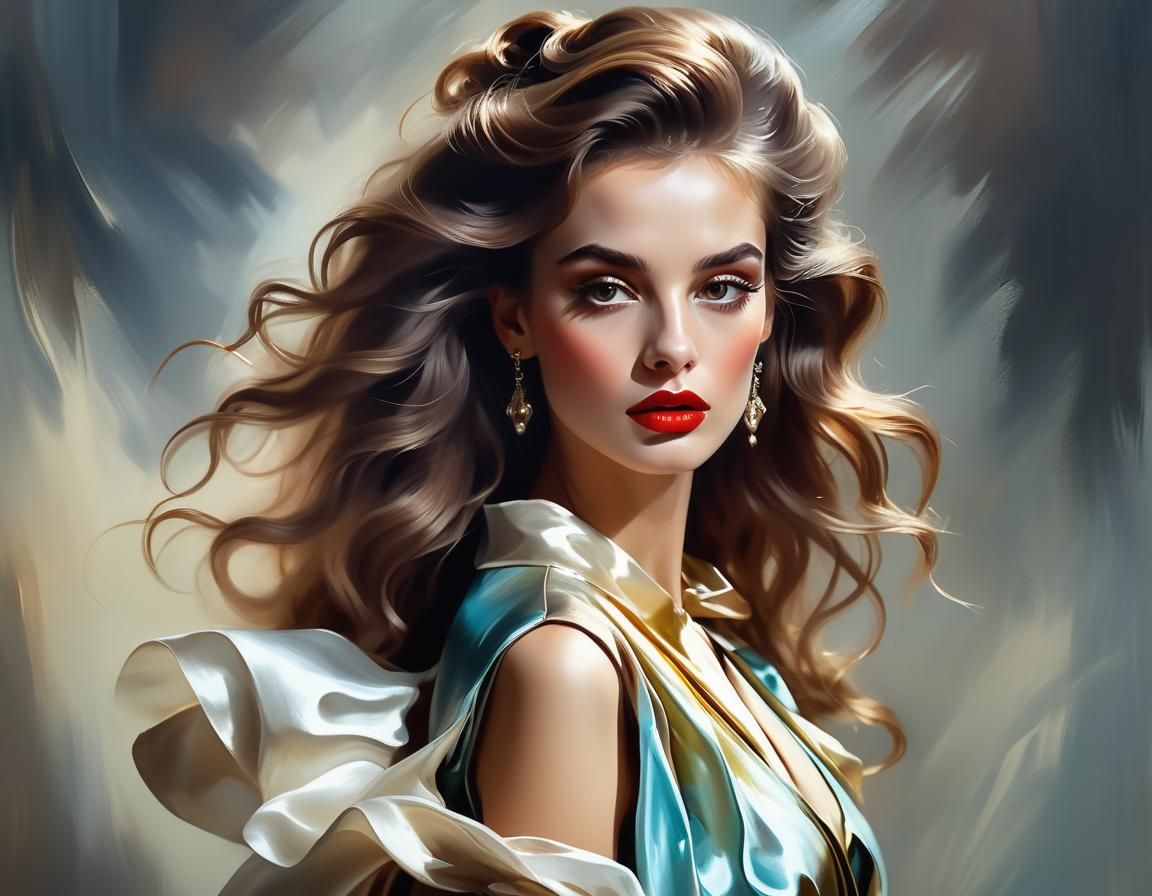 Elegant Woman in Oil Painting Style