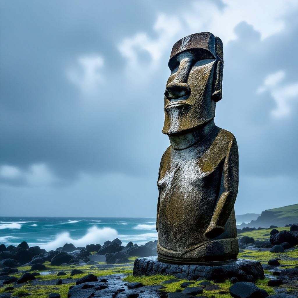 Easter Island Moai in Tropical Storm - Professional Photogra...