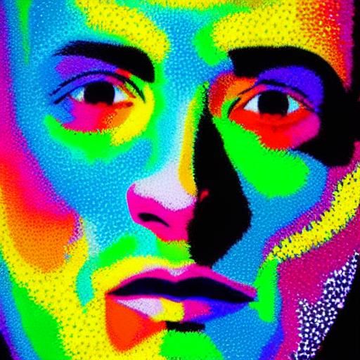 Surreal Portrait in Vibrant Pointillism Style