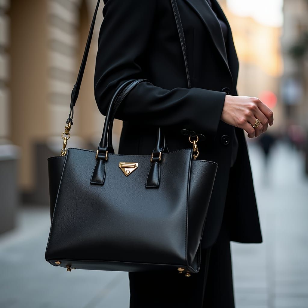 Woman's Black Handbag in Candid Professional Photo