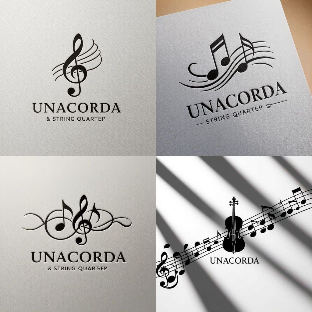 Elegant Logo for UnaCorda String Quartet in Black or White
