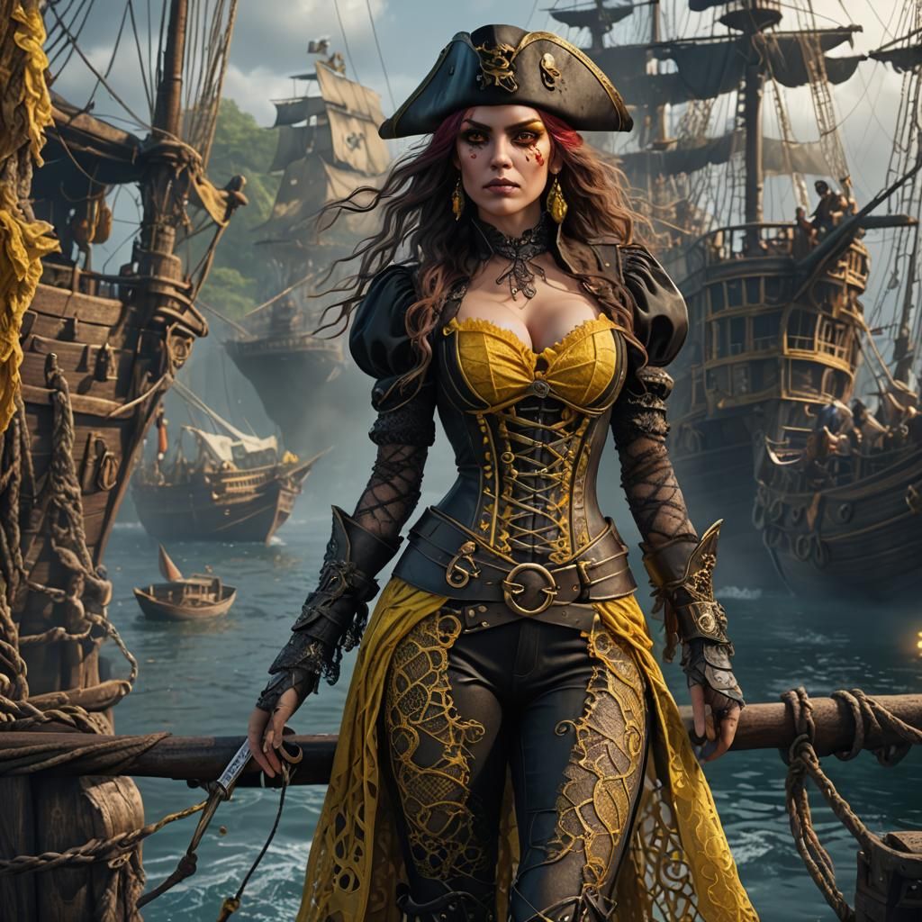 Female Pirate in Fishnet Catsuit: Fantasy Concept Art
