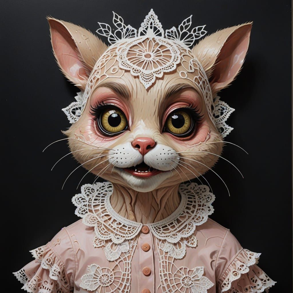 Dadaism Monster with Lace Doily Anti-Art