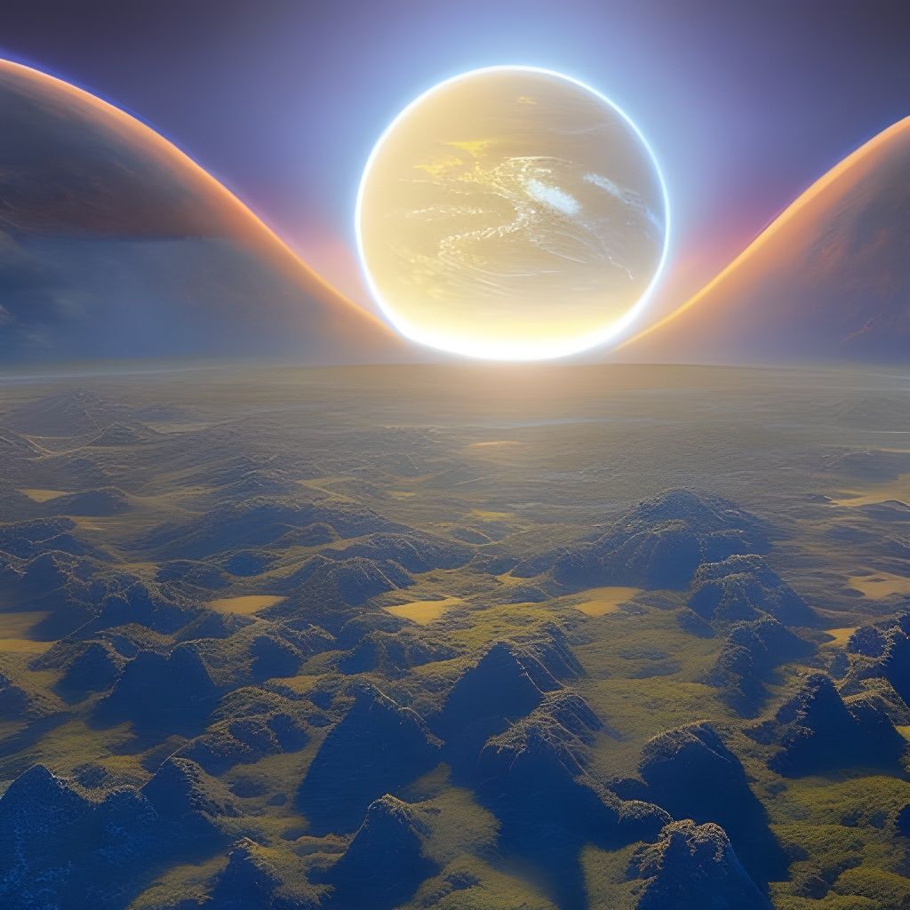 Alien Planet View from Spaceship in Abstract Art Style