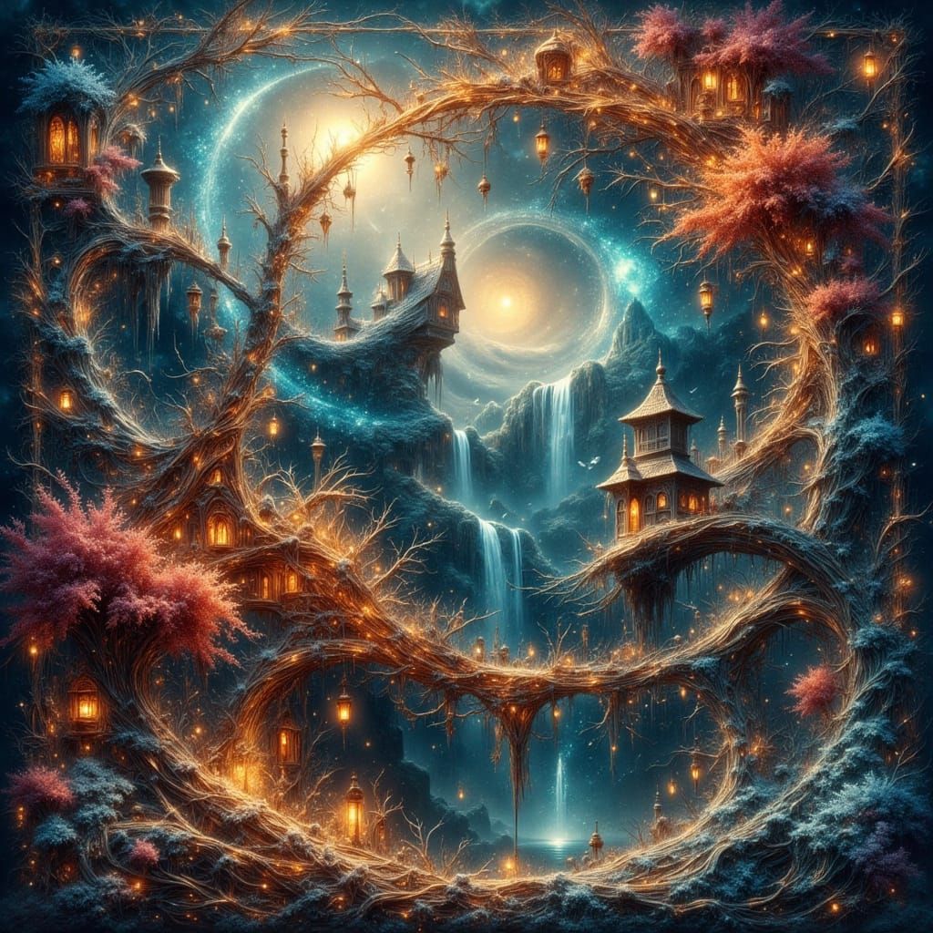 Ethereal Fairy Lights in Bohemian Impasto Style