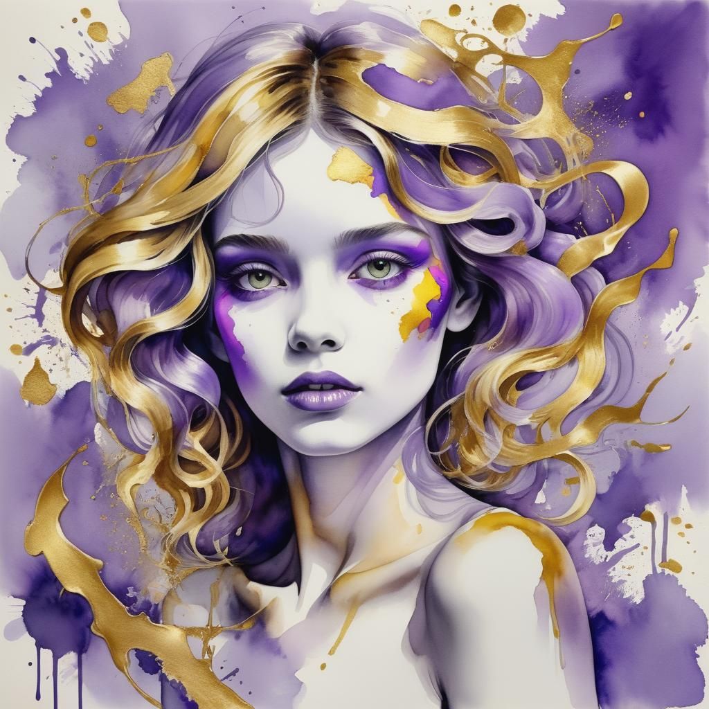 Abstract Watercolour of a Beautiful Woman