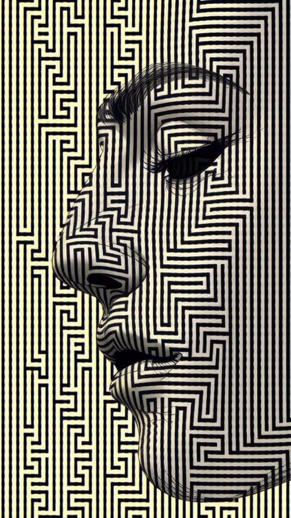 Abstract Surreal Portrait in Geometric Lofi Style