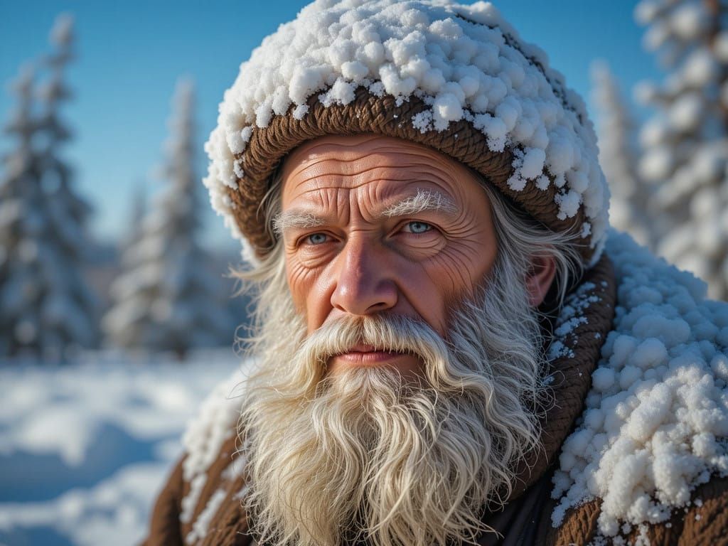 Rustic Winter Portrait in Vibrant Colors