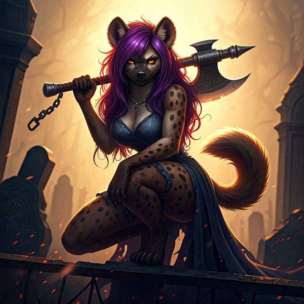 Sensual Feline Furry Warrior in Prom Dress