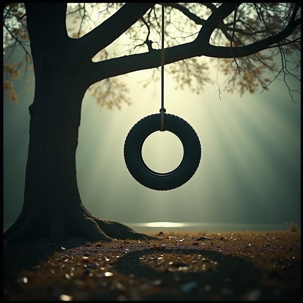Cinematic Tire Swing in a Tree, Shot on Film