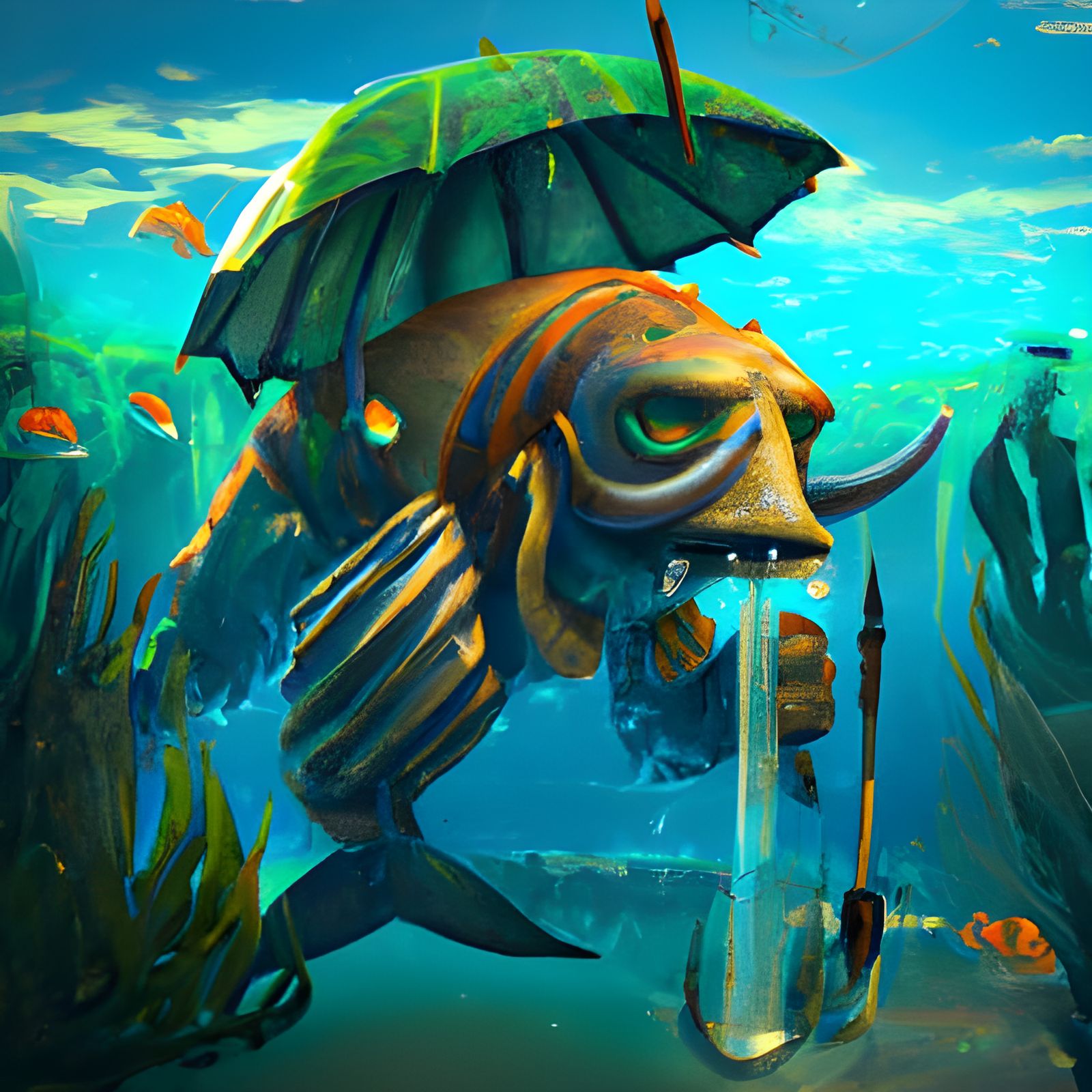 Underwater Undertaker in Whimsical 3D Style