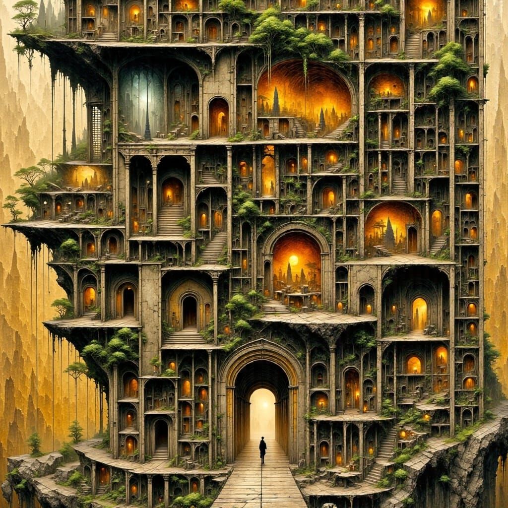 Steampunk City Inside Ancient Tree, Futuristic Victorian Sty...