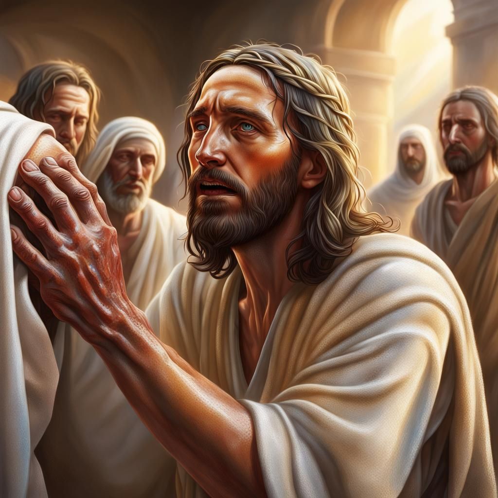 Jesus Christ Healing Leper: Hyperrealistic Concept Art
