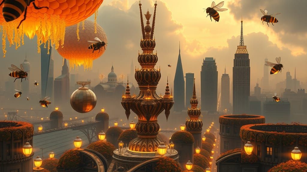 Golden Metropolis of Whimsy and Wonder