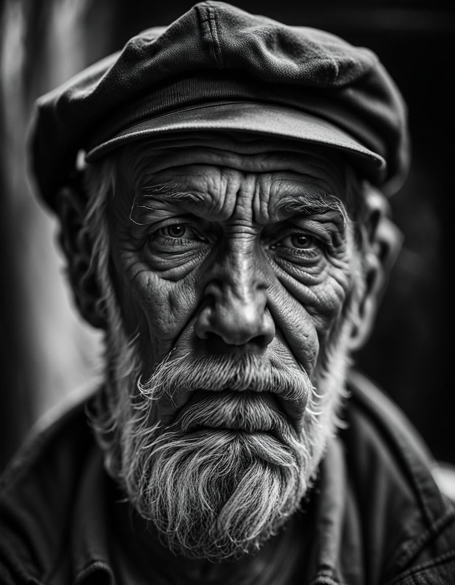 Melancholy Sailor: Striking Black and White Portrait