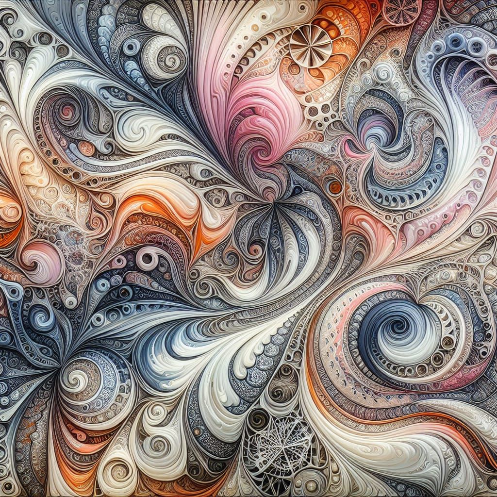 Abstract Acrylic Pouring with Fractal Vector Design