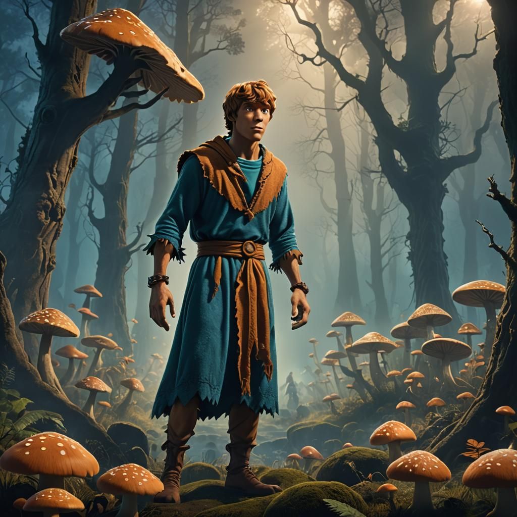 Human Scooby Doo in Mystical Forest