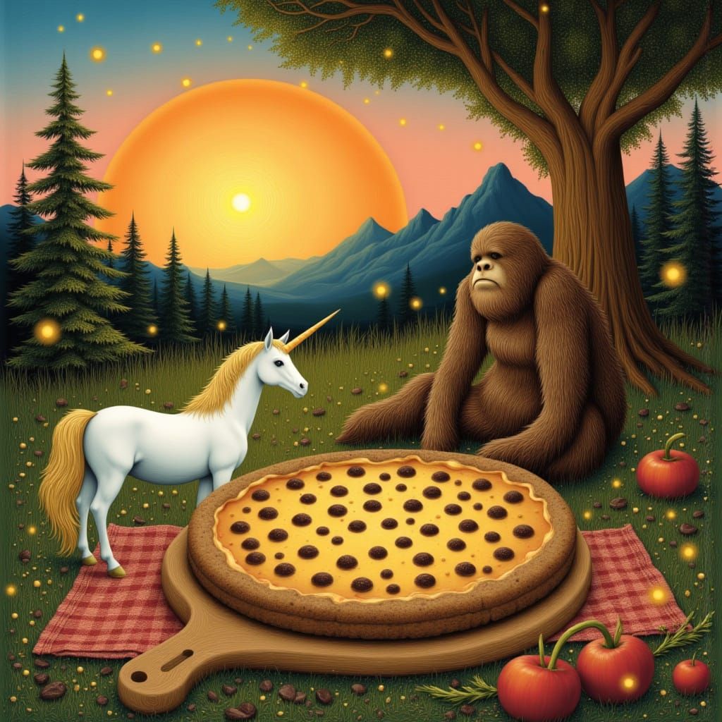 Magical Cookie Pizza Picnic with Unicorn and Sasquatch