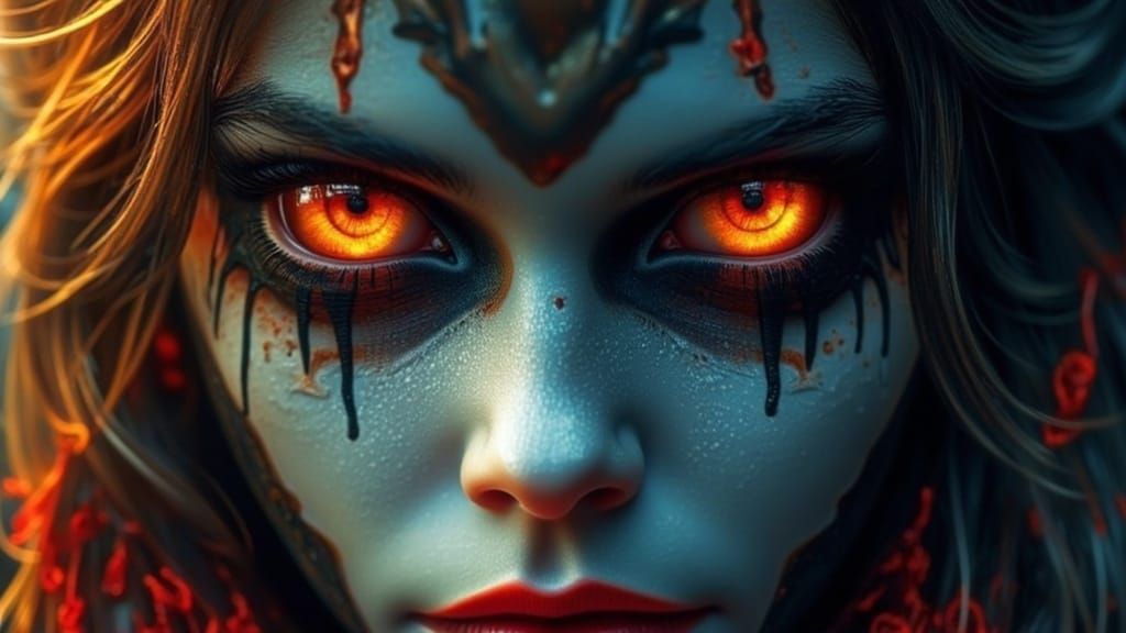 Surreal Portrait with Unsettling Gaze in Dark Aesthetic