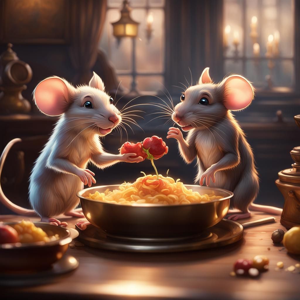 Just two mice having some dinner