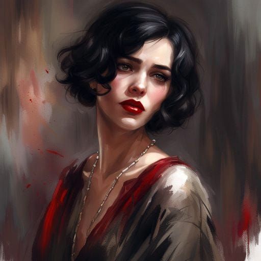 Beautiful Dark-Haired Woman in 1920s Style