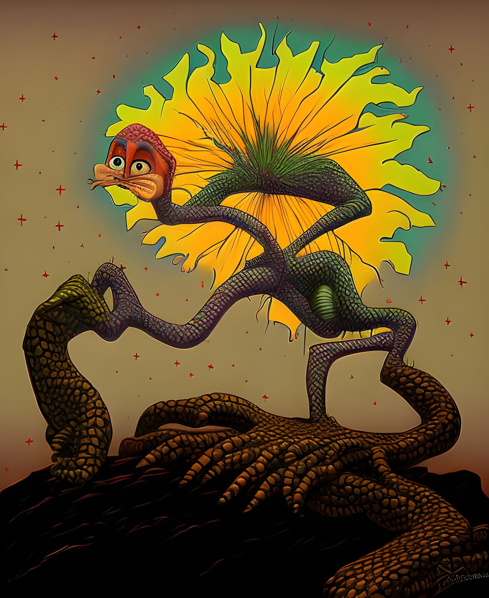 Abstract Rock Singer in a Surreal Octane Rendering