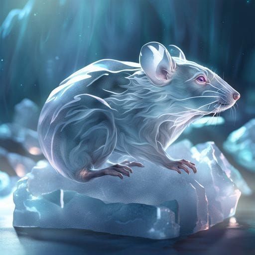 Translucent Ice Rat Sculpture by Brady Lanz