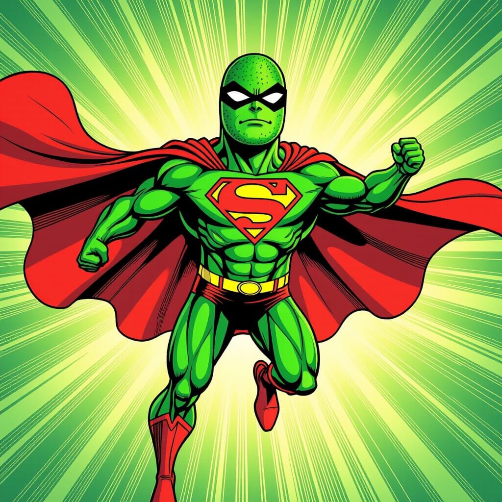 Cucumber Superhero in Comic Book Style