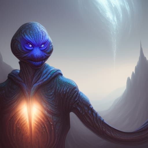 Detailed Hooded Alien Creature Concept Art