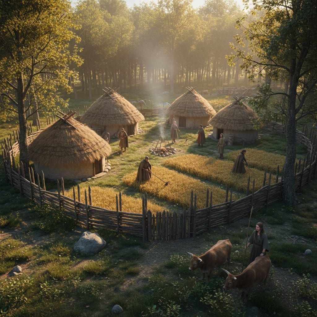 Bronze Age Village Farming in Forest Meadow