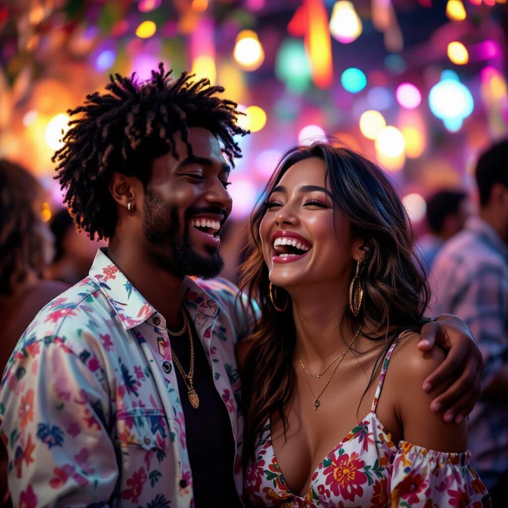 College Party: Friends Laughing in Hyperdetailed Portrait