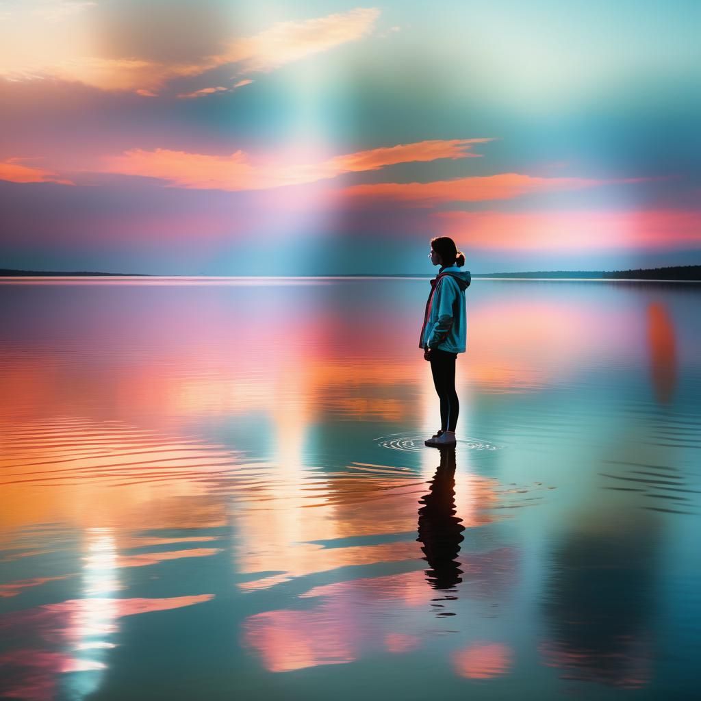 Golden Hour Serenity at Lakeside: Cinematic Still