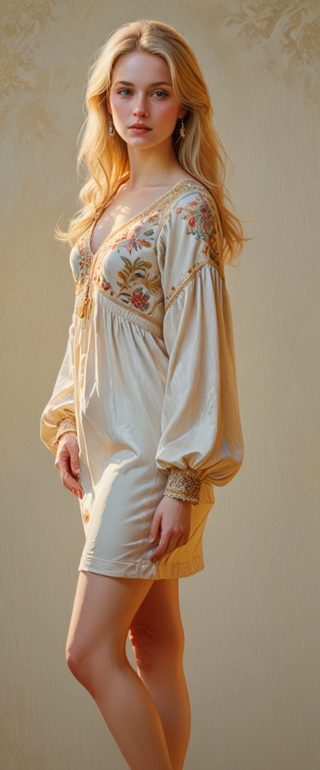 Classical Portrait of a Blonde Woman in Oil Paint