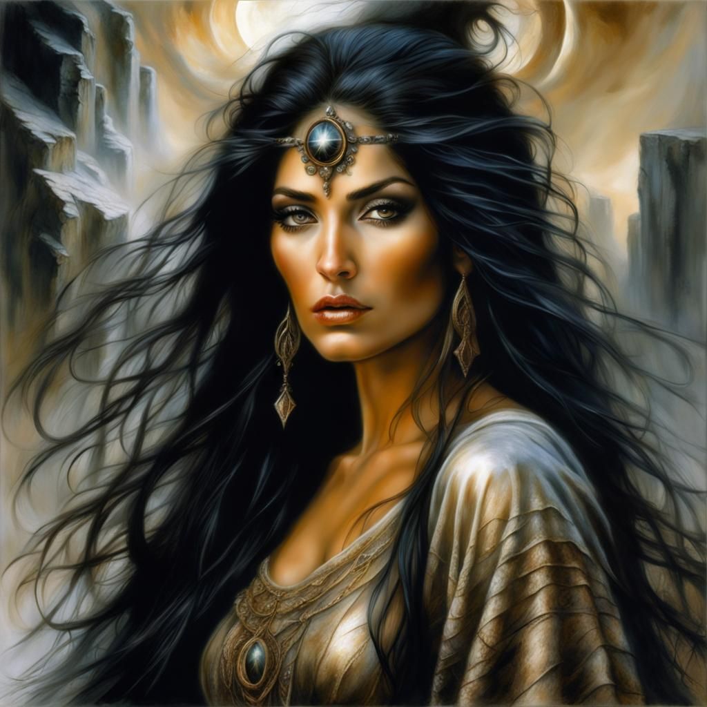 Goddess Portrait in Photorealistic Mixed Media