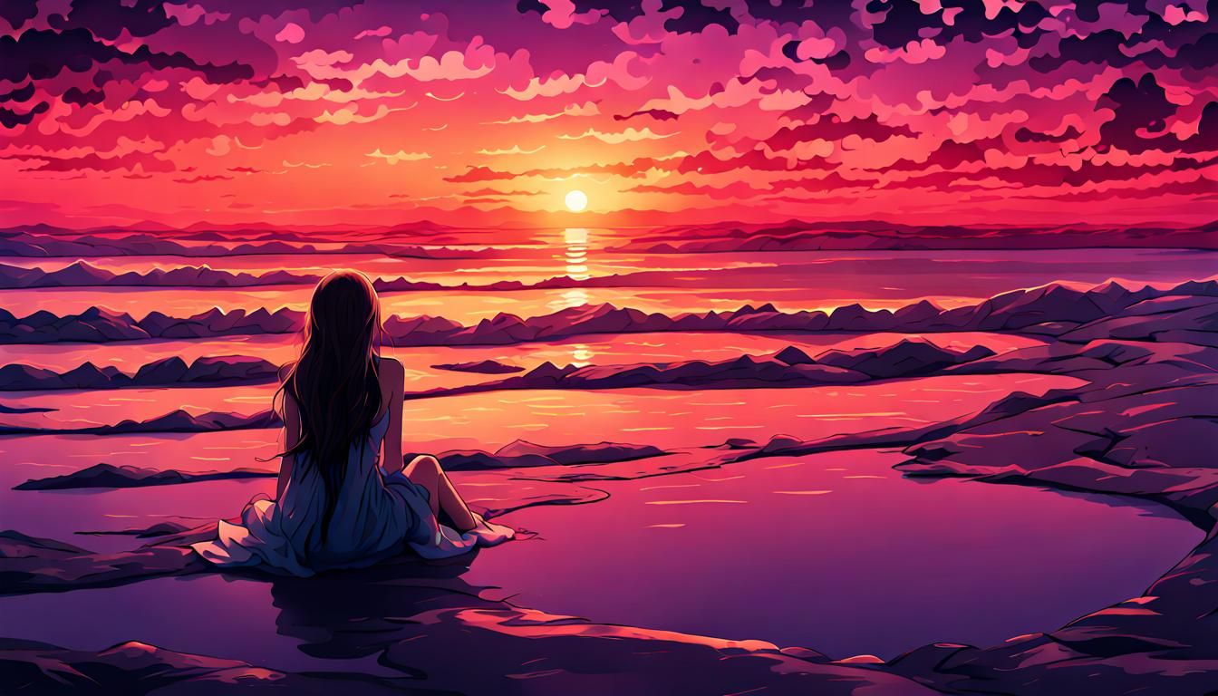 Dreamy Lonely Girl in a Surreal World