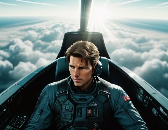 Tom Cruise in Jet Cockpit: Cinematic Film Still