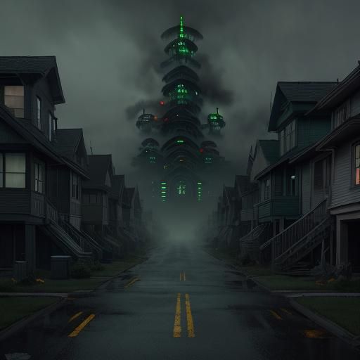 Creepy Misty Street at Night: Digital Matte Painting