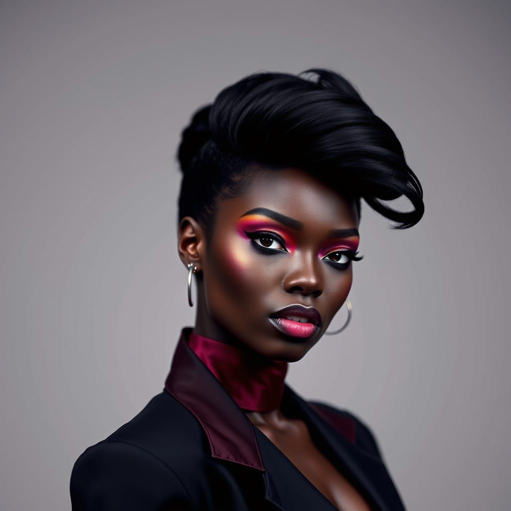 Confident Black Model in Avant-Garde Attire