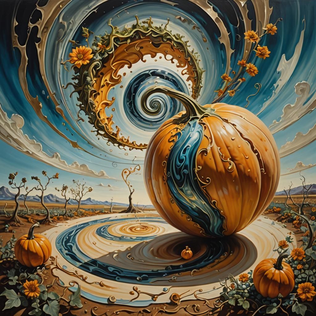 Surreal Gourd Vortex in a Warped Landscape