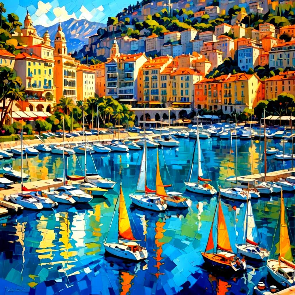 Monte Carlo Marina in Warhol-esque Pastel Art
