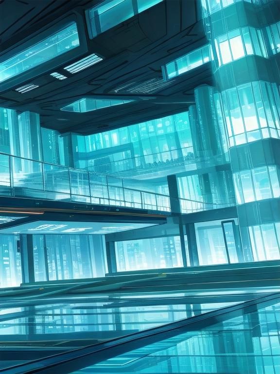 Futuristic Glassy Foundation with Turquoise Illumination