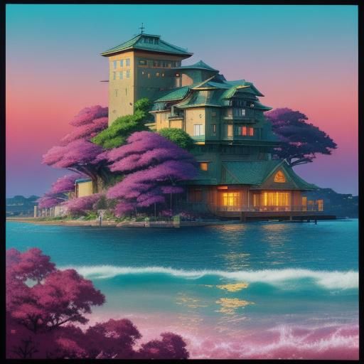 Bustling Port City Meets Fantasy Forest in Vibrant Anime Sty...